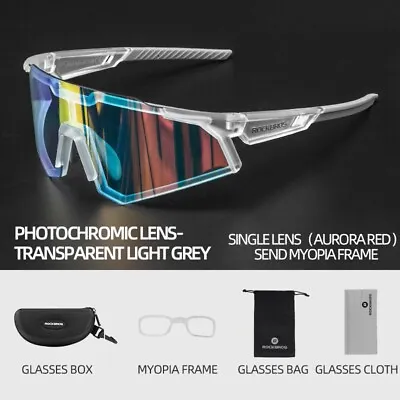 ROCKBROS Cycling Glasses Photochromic Polarized Myopia Sand-proof Sports Glasses • $29.99