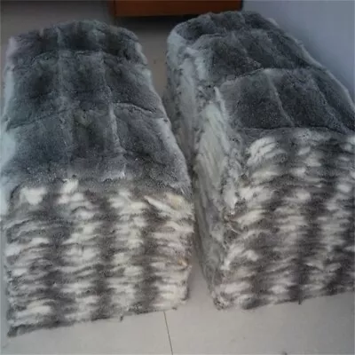 Genuine Natural Gray Rabbit FUR Throw Blanket Carpet Cosy Suitable Throw 22X44'' • $34.19