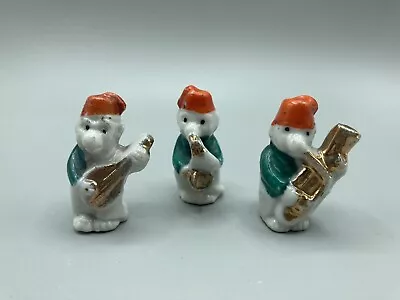 Vintage Orange Fez 1.5” Monkey Figurines Music Band Set Of 3 Made In  Japan • $12