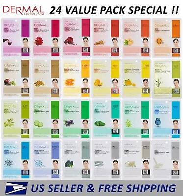 Dermal Korea Collagen Essence Full Face Facial Mask Sheet (24 Combo Pack) New  • $13.99