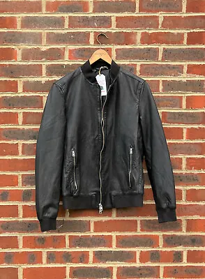 **AWESOME** All Saints Spitalfields Mens NIKO Leather Bomber Jacket MEDIUM • $240