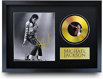 Michael Jackson A3 Framed Signed Autograph Picture Printed Gold Disc Music Fans • $41.66