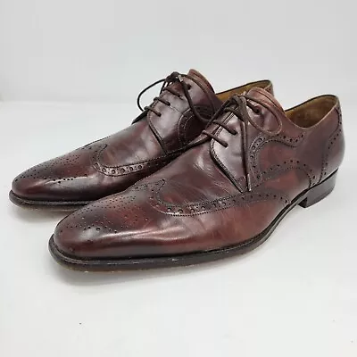 Magnanni Shoes Mens 10M Brown Leather Dress Derby Sergio Wingtip Oxford Brogue • $48.97