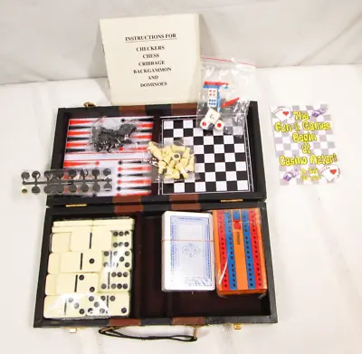 Magnetic Travel Games Chess Backgammon Cribbage Dominoes New 5 In 1 Casino Aztar • $19.95