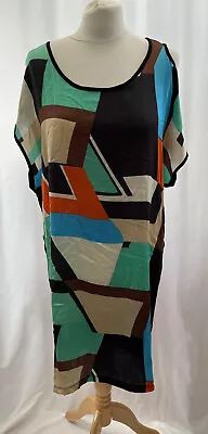 £19.99 • Buy Miss Captain Dress Size 44 16 Black Mix Polyester Sleeveless Knee Length Womens