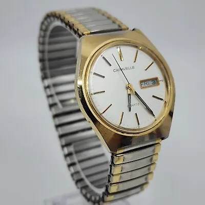 $24.95 • Buy Vintage Caravelle By Bulova Gold Tone Day Date Quartz Watch