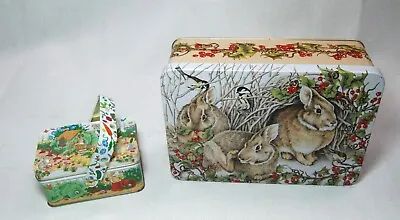 Vintage Cookie Candy Tins Bunny Rabbits Winter Easter Jamie Gardner Rehfeld • $6
