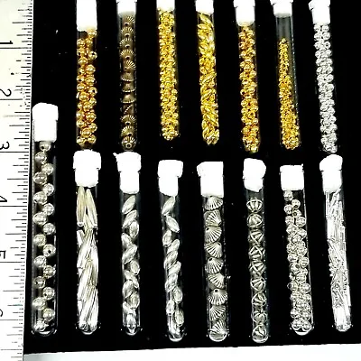 Mixed Lot Of Silver And Gold Plated Beads Assortment Of All 15 Glass Tubes • $14.88