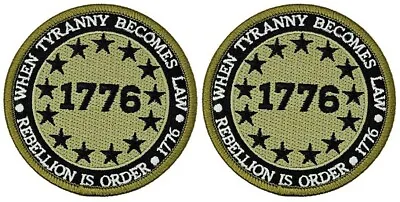 1776 Camo Green Round Tyranny Liberty Patch ||2PC Iron On Or Sew   3 X3  • $13.99