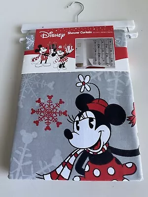 $35 • Buy Disney Mickey And Minnie Mouse Christmas Gifts Fabric Shower Curtain 72x72” NEW
