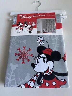 $35 • Buy Disney Mickey And Minnie Mouse Christmas Gifts Fabric Shower Curtain 72x72” NEW