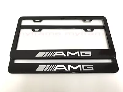 (2PCS) *AMGstyle* BLACK Metal License Plate Frame With Screw Caps • $23.46