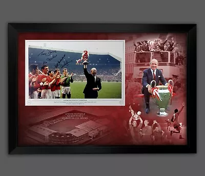 Manchester United 1968 Poster Signed By 4 Players Framed Picture Mount Display:C • $62.22