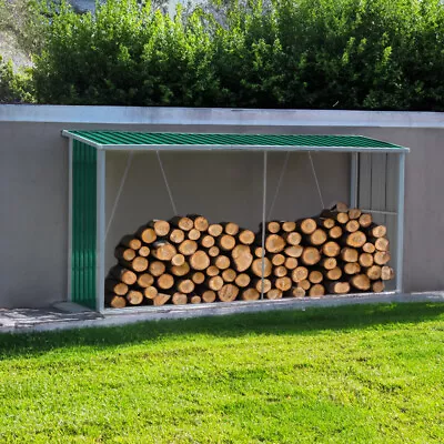 Large Log Store Firewood Outdoor Garden Storage Shed Galvanised Steel Wood Store • £69.99