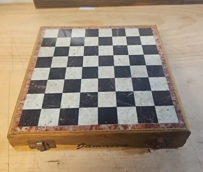 8” Marble Chess Set Handmade Soapstone Pieces Wooden Box Jamaica  • $25