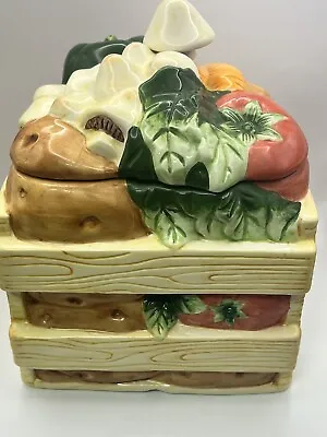 Cookie Jar Vintage 1996 Treasure Craft 381080 Vegetable Crate • $34