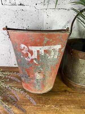 Vintage Rustic Galvanised Metal Fire Bucket Garden Planter Tub Hanging Basket • £36