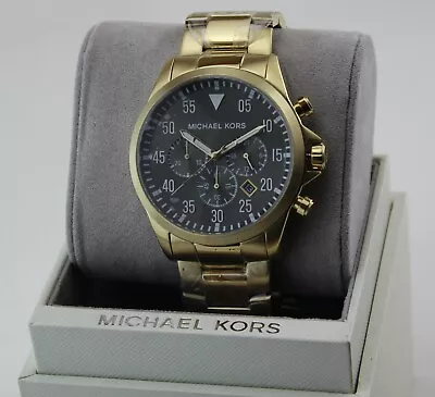 New Authentic Michael Kors Gage Gold Black Chronograph Men's Mk8361 Watch • $119.99