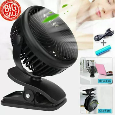 £9.29 • Buy Rechargeable Mini USB Desk Fan Portable Table Clip Fan Small 3 Speed Cooling Fan