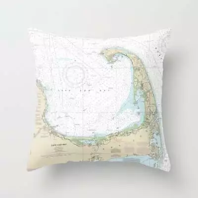 Cape Cod Nautical Chart - 16 X16  Throw Pillow (zipper) • $62.89