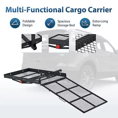 Upgrade Foldable Mobility Electric Wheelchair Hitch Carrier W Loading Ramp Steel • $137.44