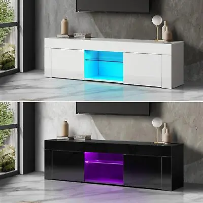 $107.91 • Buy Oikiture Entertainment Unit TV Unit TV Cabinet Stand LED Gloss 130cm Black White