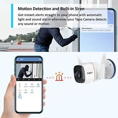 Tapo 2K Outdoor Security Camera Motion Detection IP66 Weatherproof Built-in S • £28.04