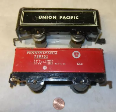 Marx 6 Inch 4 Wheel Freightcars - Pennsy Hiside Gon + UP Tender  Operate + Parts • $7.50