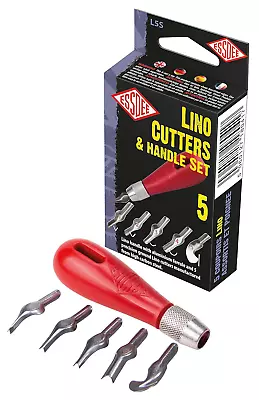 ESSDEE Five Lino Cutters And Handle Set Lino Cutter Styles 1 To 5 • £6.79