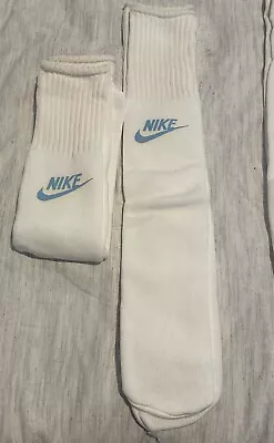 2 Pair NEW Vtg Nike Mens Tube Socks (2) Light Blue Logo Sports 80s 90s NOS • $29.99