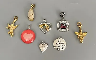 VTG-Now Lot 8 Pendant Charms Mixed Materials Angels-Hearts-Daughter Rhinestone • $3.99
