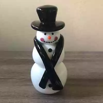 Vitrix Hot Glass Studio Snowman Black Top Hat And Scarf 6  X 2.5  • $85