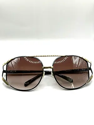 Wildfox Sunglasses Womens Dynasty 56 Mm Black Gold Rim Square Lens NEW NO CASE • $49