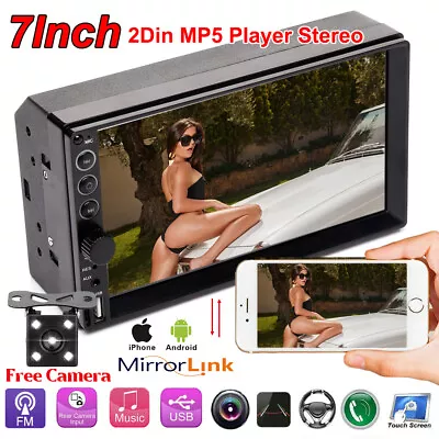Double 2Din Car Stereo Touchscreen Bluetooth Radio AUX Mirrorlink For GPS+Camera • $41.48