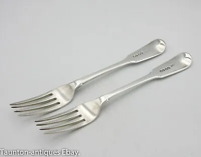 Rare Front Struck Hallmarked Solid Silver Pair Forks Fiddle Pattern Mary Chawner • £525