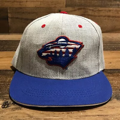 Iowa Wild Hat Snapback Cap Mens Gray Blue AHL Hockey Minnesota USA Flag READ • $34.88