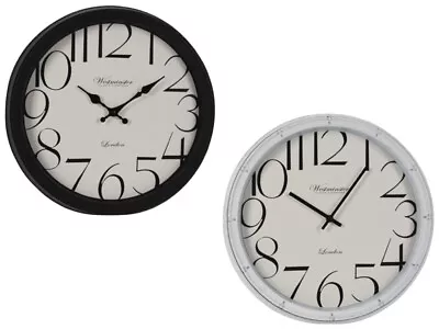 Wall Clock Large Living Room Modern Black White Round Home Office Decor 38cm • £13.99