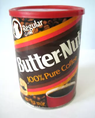 Vintage BUTTER-NUT Coffee Tin Can 13 Oz Paper Label Empty • $12