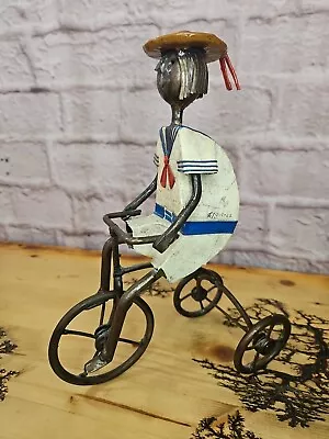 Manuel Felguerez Boy On Tricycle MCM Metal And Paper Mache Sculpture 11  • $149.99