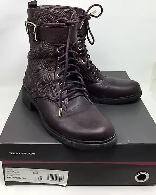 Vince Camuto Toralina Leather Lace-Up Ankle Combat Brown Boots NEW In BOX SZ 10 • $29.50