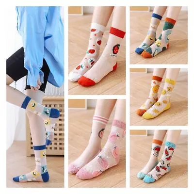 2/5 Pairs Mismatched  Novelty Ladies Socks Women Lace Silk Flower Fruit Casual • $9.89