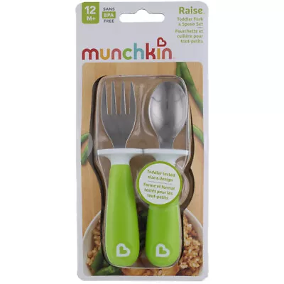 2 Pack Munchkin Toddler Fork & Spoon Toddler Utensils Assorted Colors 2 Ct • $15.20