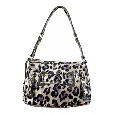 B. Makowsky Womens Shiny Leopard Print Genuine Leather Satchel Handbag Purse • $55.95