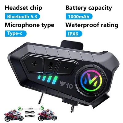 Motorcycle Bluetooth Helmet Headset Intercom Wireless Waterproof Headphone HiFi • $19.81