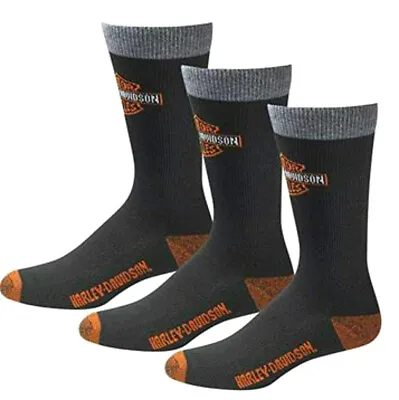 Harley-Davidson Men's 3-Pack Black Moisture-Wicking Rider Socks 99202870-001 • $27.89