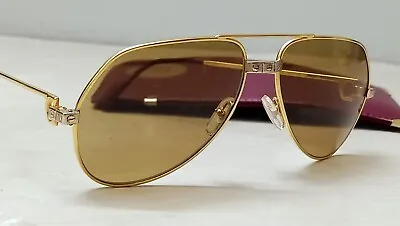 $599 • Buy Vintage Cartier Vendome Santos Sunglasses Size 59-16 Original Brown Lenses
