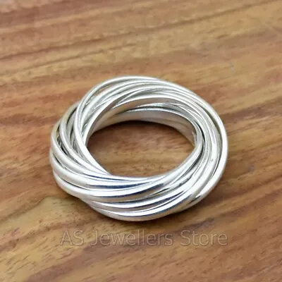 12 Band Spinner Ring Meditation925 Sterling Silver Band& Handmade  All Size • $11.69