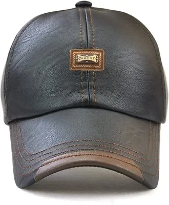 Jamont Men PU Faux Leather Fashion Vintage Sport Baseball Cap Hat Black HAT-ZYR • $14.99