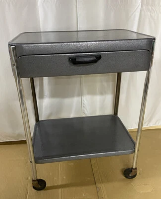 Vintage ( Steel Gray )Cosco - 2 Shelf 1 Drawer Metal  Kitchen Utility Cart • $99