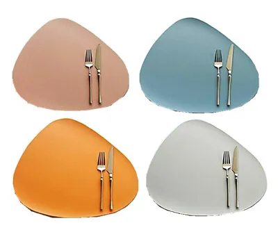 $4.75 • Buy 4 Pcs PU Leather Placemats Set Table Mats Dining Waterproof Washable Coasters